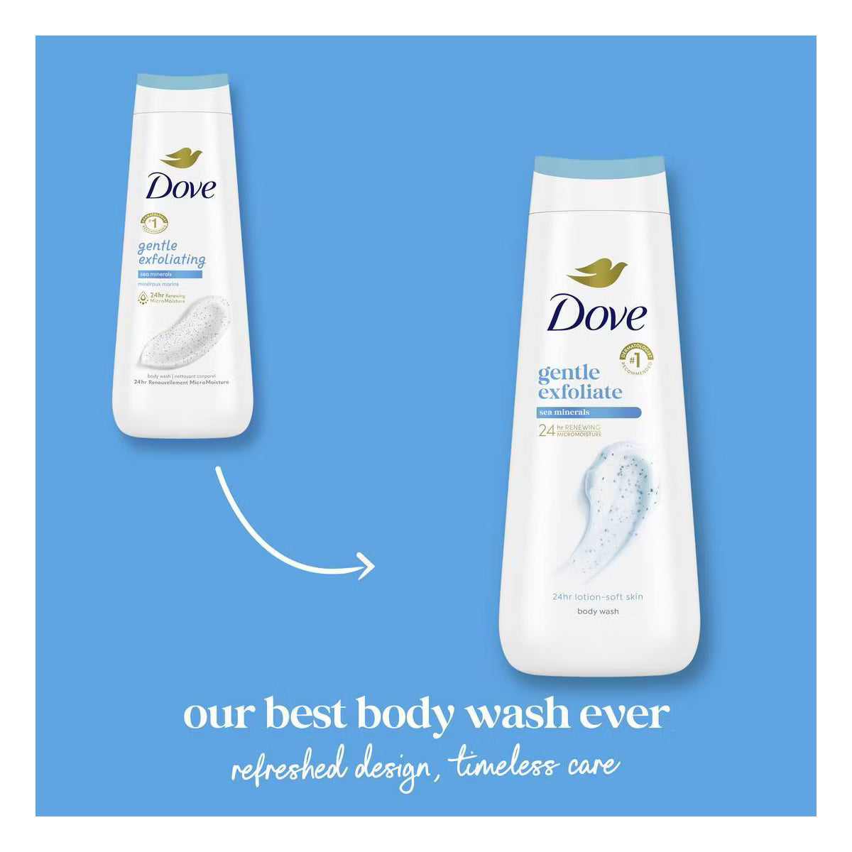 Dove Gentle Exfoliate Body Wash - Sea Minerals 24hr Lotion-Soft Skin - 20 fl oz