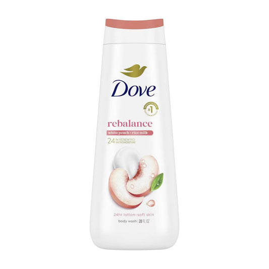 Dove Rebalance Body Wash - Peach 24hr Lotion-Soft Skin - Vegan & PETA Approved - 20 fl oz