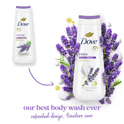 Dove Relaxing Body Wash for Women Lavender Oil & Chamomile Cleanser, 20 oz