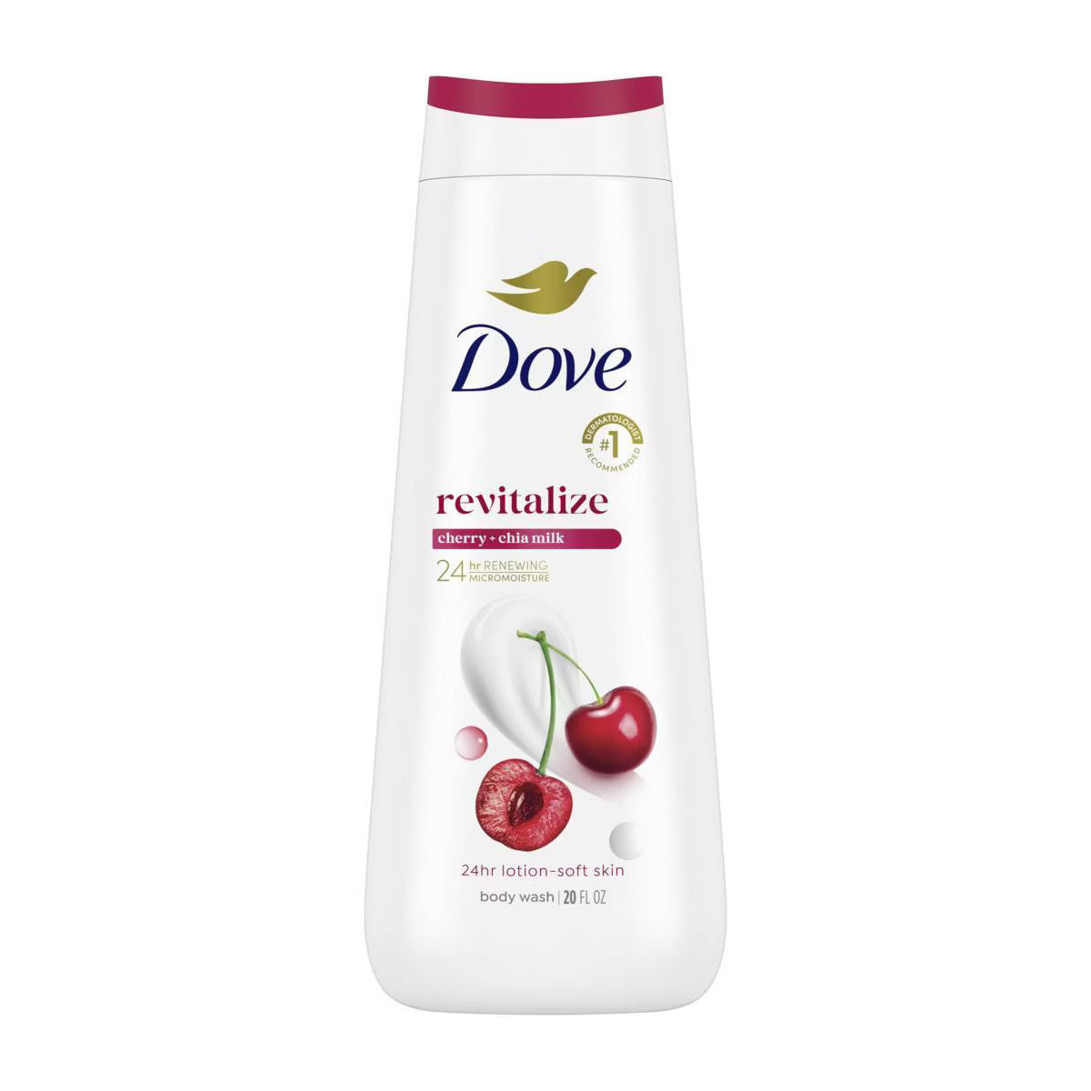 Dove Revitalize Body Wash - Cherry & Chia Milk 24hr Lotion-Soft Skin - 20 fl oz: Paraben-Free, Sulfate-Free, Moisturizing, Whole Body