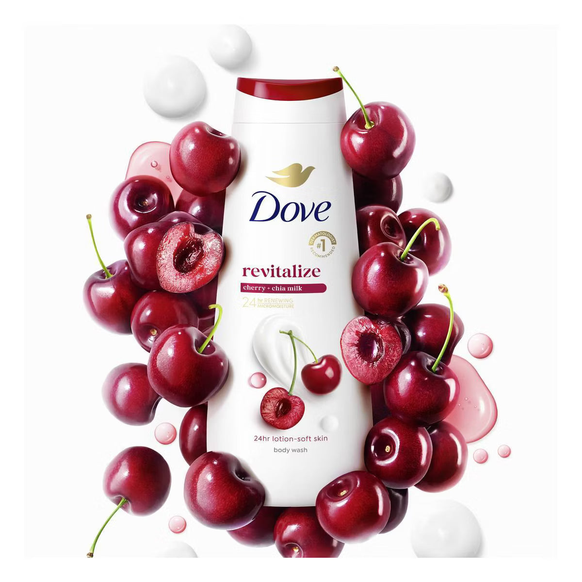 Dove Revitalize Body Wash - Cherry & Chia Milk 24hr Lotion-Soft Skin - 20 fl oz: Paraben-Free, Sulfate-Free, Moisturizing, Whole Body