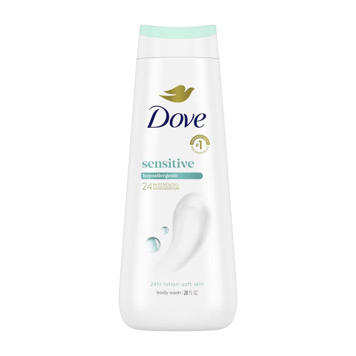 Dove Sensitive Skin Body Wash Gentle Hypoallergenic Formula 24hr Lotion-Soft Skin - 20 fl oz