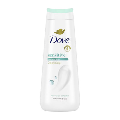 Dove Sensitive Skin Body Wash Gentle Hypoallergenic Formula 24hr Lotion-Soft Skin - 20 fl oz