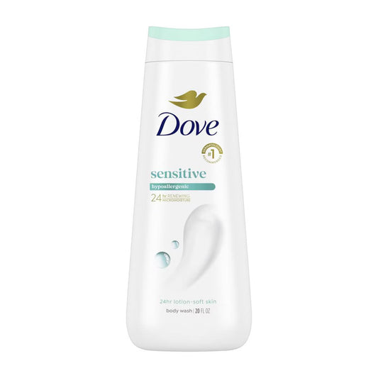 Dove Sensitive Skin Body Wash Gentle Hypoallergenic Formula 24hr Lotion-Soft Skin - 20 fl oz