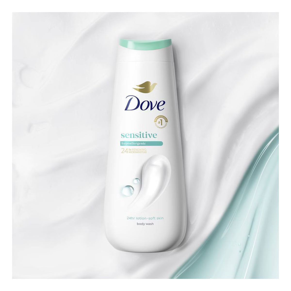 Dove Sensitive Skin Body Wash Gentle Hypoallergenic Formula 24hr Lotion-Soft Skin - 20 fl oz