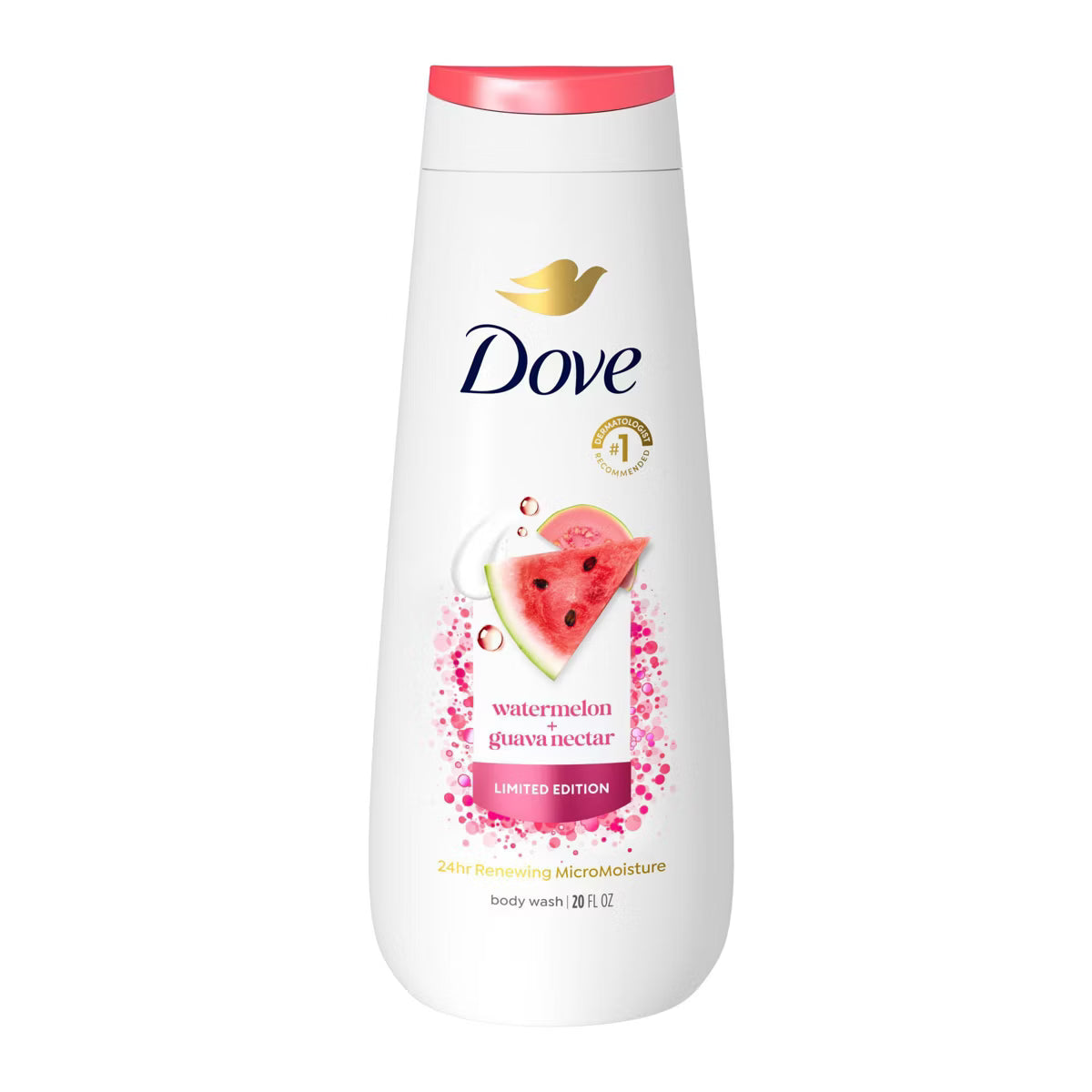 Dove Beauty Body Wash - Watermelon + Guava - Limited Edition 24HR Lotion-Soft Skin - 20 fl oz: Paraben-Free, Sulfate-Free, Whole Body, Gel