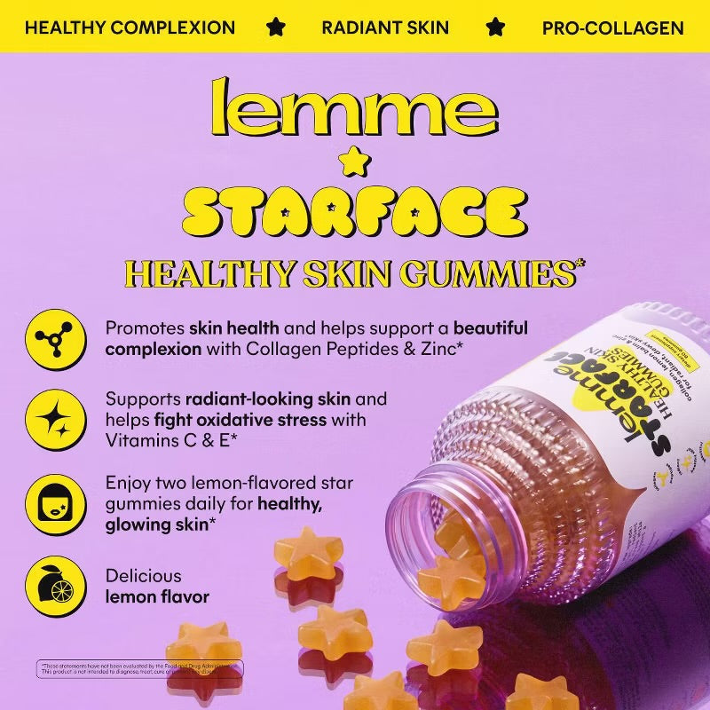 Lemme Starface Healthy Skin Gummies - Lemon Flavored - 60ct