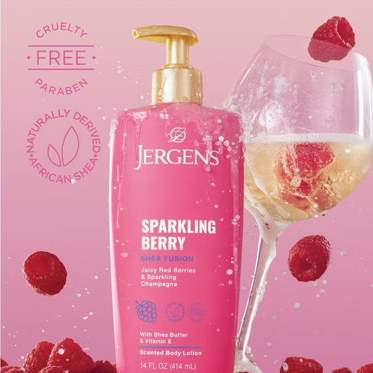 Jergens Shea Fusion Sparkling Berry Scented Body Lotion with Vitamin E - 14 fl oz: Paraben-Free, Shea Butter, Hydrating, Recommended for Dry Skin