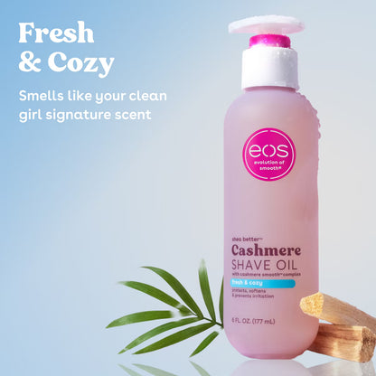 eos Cashmere Shave Oil - Fresh and Cozy - 6 fl oz: Paraben-Free, Apply to Bikini Line, Legs, Under Arm