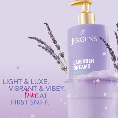 Jergens Shea Fusion Lavender Dreams Scented Body Lotion with Vitamin E - 14 fl oz: Dry Skin, Whole Body Application, Paraben-Free, Floral Aromas