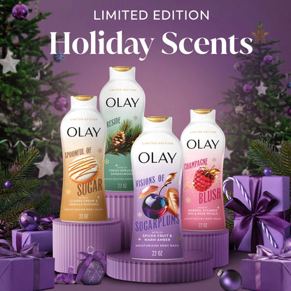 Olay Limited Edition Moisturizing Body Wash, Visions of Sugarplums, 22 fl oz, Hydrating Body Wash