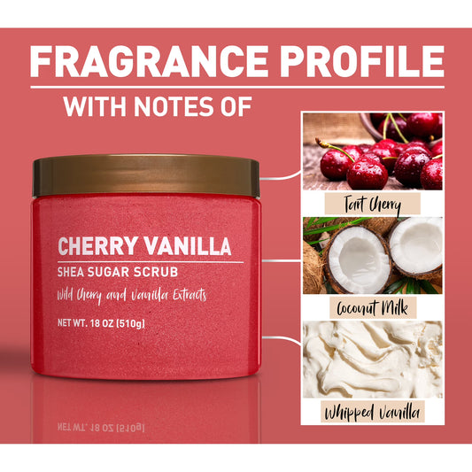 Shea Sugar Scrub, Cherry Vanilla Sugar, 18 oz