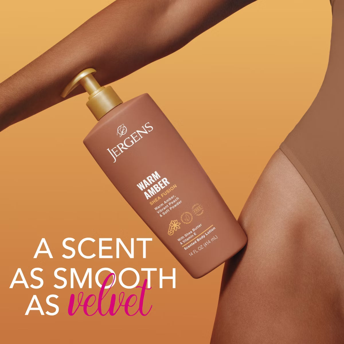 Jergens Shea Fusion Warm Amber Scented Body Lotion with Vitamin E - 14 fl oz: For Dry Skin, Pump Bottle, Paraben-Free