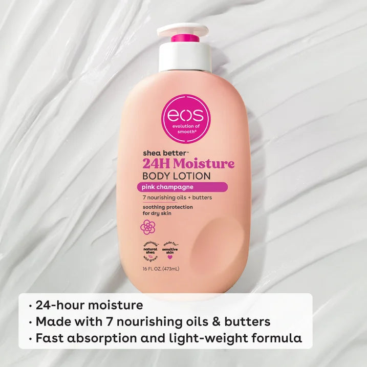 eos Shea Better Body Lotion for Dry Skin, Pink Champagne, 16 fl oz