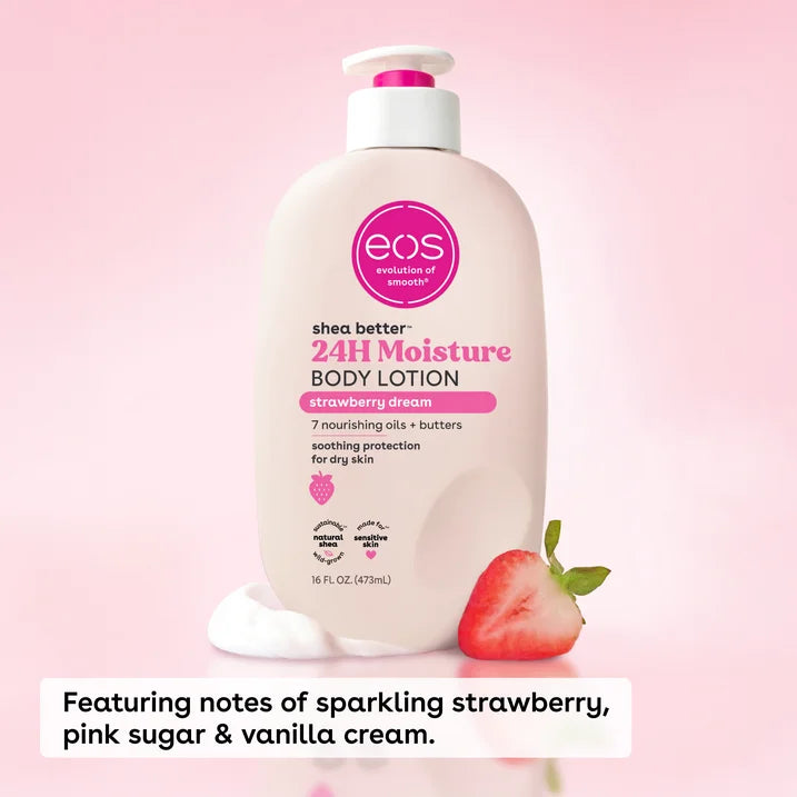 eos Shea Better Body Lotion for Dry Skin, Strawberry Dream, 16 fl oz