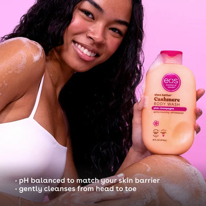 eos Shea Better Cashmere Body Wash, Pink Champagne, Creamy Gel Formula, 16 oz